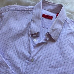 Hugo Boss Pinstripe Dress Shirt - Size 15 1/2 - Light Pink/Blue/White